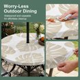 thumbnail image 5 of Round Outdoor Tablecloth with Umbrella Hole and Zipper, Beige Monstera Leaf Tablecloth with Elastic Waterproof, Tropical Plant Foliage Botanical Boho Patio Table Covers for 55" - 60" Pool Tables, 5 of 9