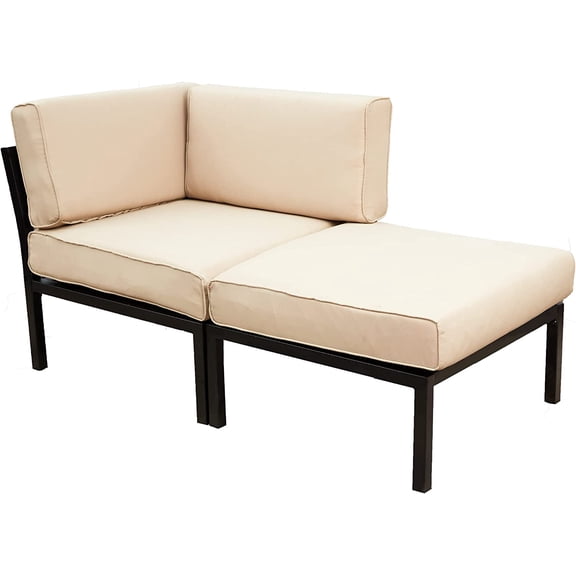 LOKATSE HOME 2 Piece Corner & Armless Sofa Outdoor Furniture Sectional Couch Set Patio Loveseat