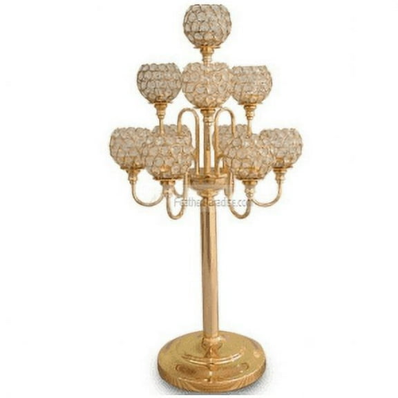 Crystal Gold 10 Arms Candelabra/ Floral Riser/Wedding Centerpieces/Flower Ball Stand 33 inches High