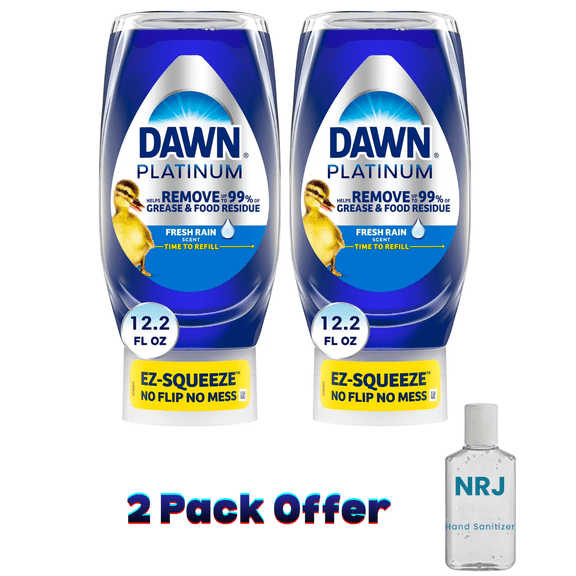 Dawn Platinum EZ-Squeeze Dish Soap Liquid, Dishwashing Liquid, Grease Removal, Fresh Rain, 12.2oz