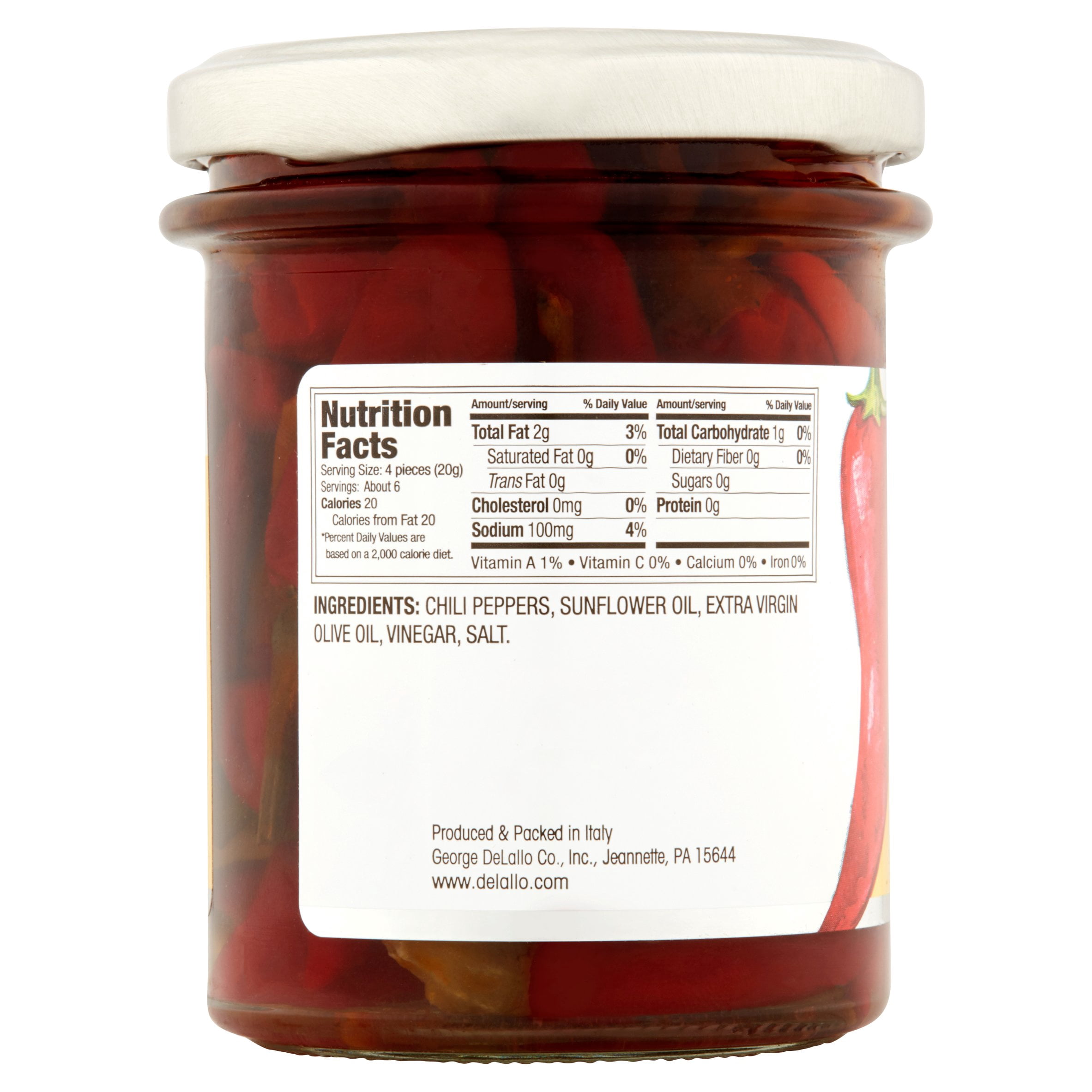Delallo Hot & Spicy Calabrian Chili Peppers, 6.7 oz, 6 pack