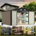 thumbnail image 3 of Luku 8x8 Ft Outdoor Storage Shed, Brown Waterproof Garden Tool Shed with Reinforced Frame & Lockable Door, 3 of 7