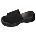 thumbnail image 5 of Rokment Womens Platform Dress Slides Sandals Beach Summer Trendy Casual Stretchy Square Open Toe Chunky Wedge High Heels Comfortable Walking Slip on Black Size 6, 5 of 6
