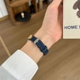 thumbnail image 5 of Compatible for Apple Watch Band 38mm 40mm 41mm Women Girls Boys, Slim Denim PU Leather Cute Bear Design Hand Strap Bracelet for iWatch Band Series SE 9 8 7 6 5 4 3 2 1, Darkblue, 5 of 7