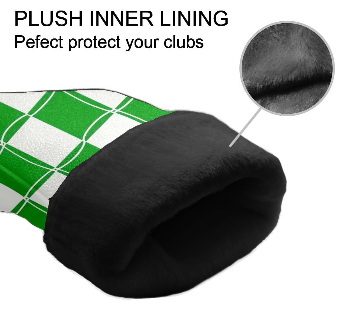 Golf Club Headcovers High Quality Waterproof Leather Golf Head Cover Set Men Women Driver Head Cover Exclusive Gift for Golf Lovers Green Grid