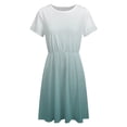thumbnail image 4 of Blue And White Gradient Dress Summer Street Style Dresses Female Short Sleeve Printed Sundress, 4 of 7