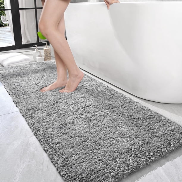Alfombra de baño LOCHAS de microfibra gris, 60 x 180 cm, absorbente