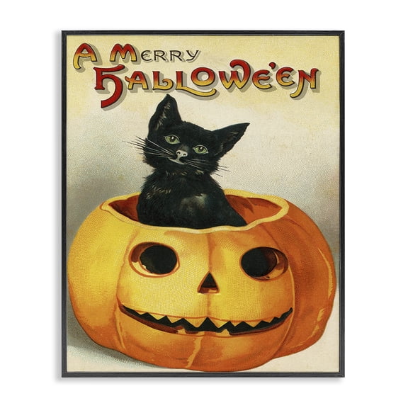 Stupell Industries Traditional A Merry Halloween Vintage Seasonal Black Framed Giclee Art, 11 x 14, by Lil' Rue