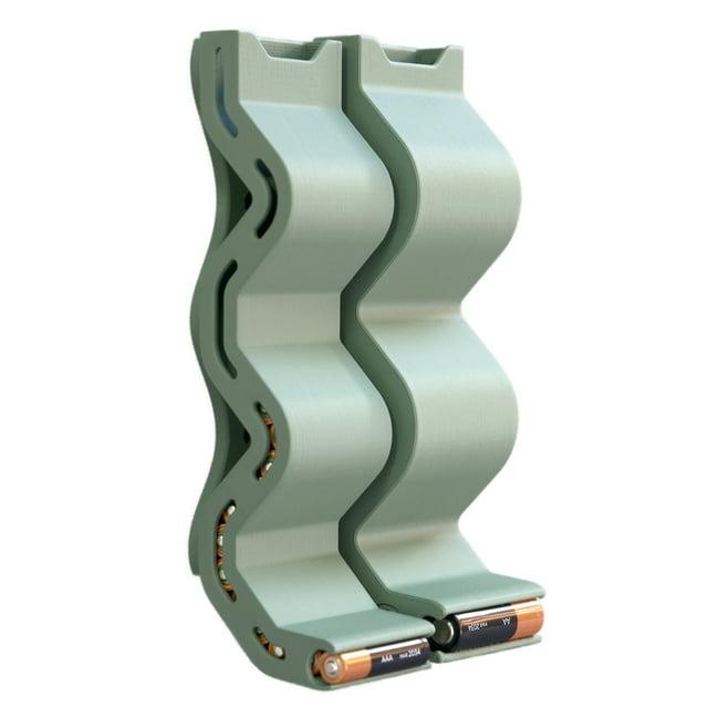 Goulotte pour Piles AA et AAA, Organisateur et Distributeur de Piles Mural avec Conception FIFO Sans Bourrage, Contient 18 Piles AA et 25 Piles AAA – Vert