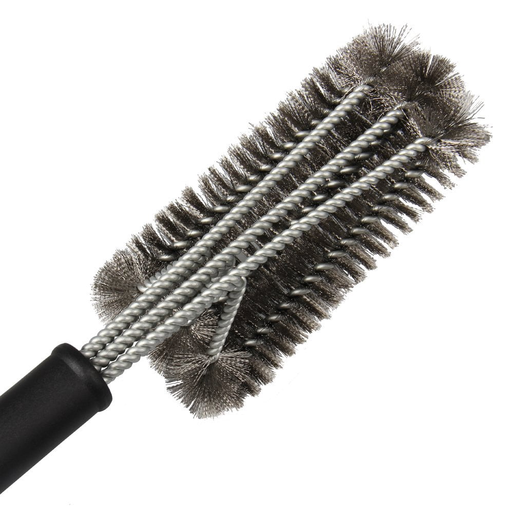 TANG Heavy Duty BBQ Grill Brush - 18" Stainless Steel Bristles & Scraper, Extra Long Comfort Grip Handle for Deep Cleaning Grill Grates, Rust Resistant Barbecue Cleaner Tool