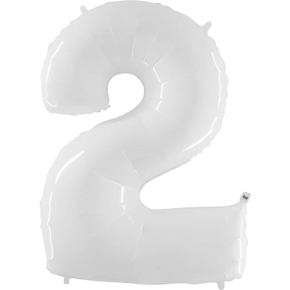 40 inch Number 2 - White Foil Mylar Balloon - Party Supplies Decorations