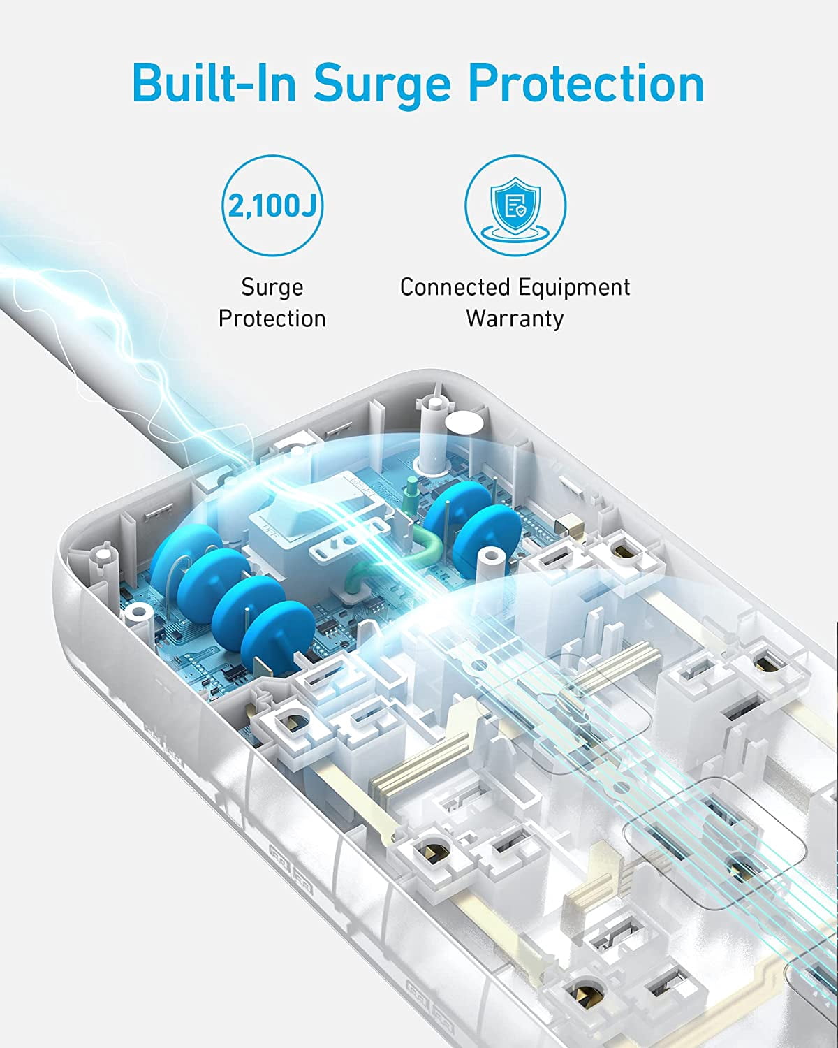 Anker Power Strip with 3 USB Ports, Surge Protector (2100J-5ft), 12 Outlets with 2 USB-A Ports and 1 USB-C Port,Flat Plug, Compatible with iPhone 16/16 Pro/16 Pro Max, for Home,Office, TUV Listed