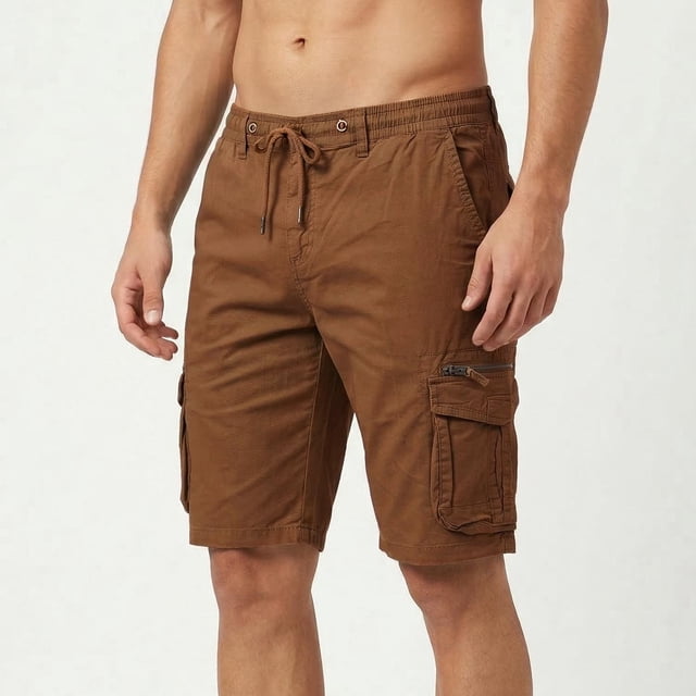 Bermudas Cargo De Hombre Con Ajuste Holgado Y Bolsillos cafe T38
