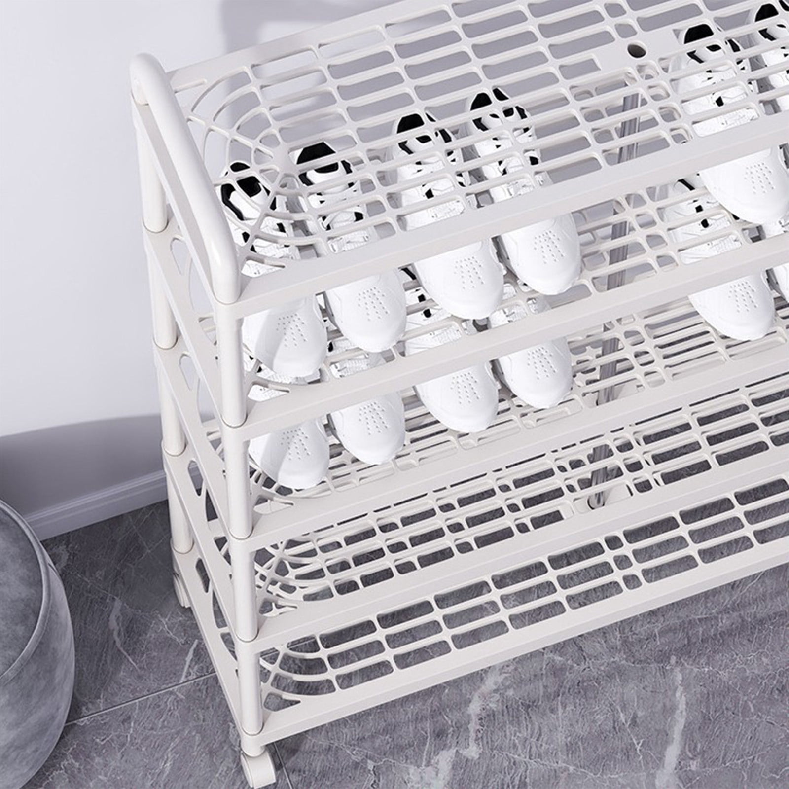 Rolling Shoe Rack with Wheels, Stackable Shoe Organizer for Entryway, Garage, Dorm, Heavy Duty Shoe Storage Shelf for Boots, Sneakers, Multi-Tier Rack for Small Spaces