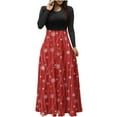 thumbnail image 2 of Fayshow0 Up To 50% Off Womens Christmas Dresses Costume Women's Plus Size Christmas Print Sleeve Round-neck Ankle-Length Dress,Red XXL, 2 of 6
