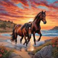 thumbnail image 1 of Pintura de diamante 5D DIY Kit de caballos de taladro redondo completo decoración del hogar arte artesanal 30x30cm, 1 of 9