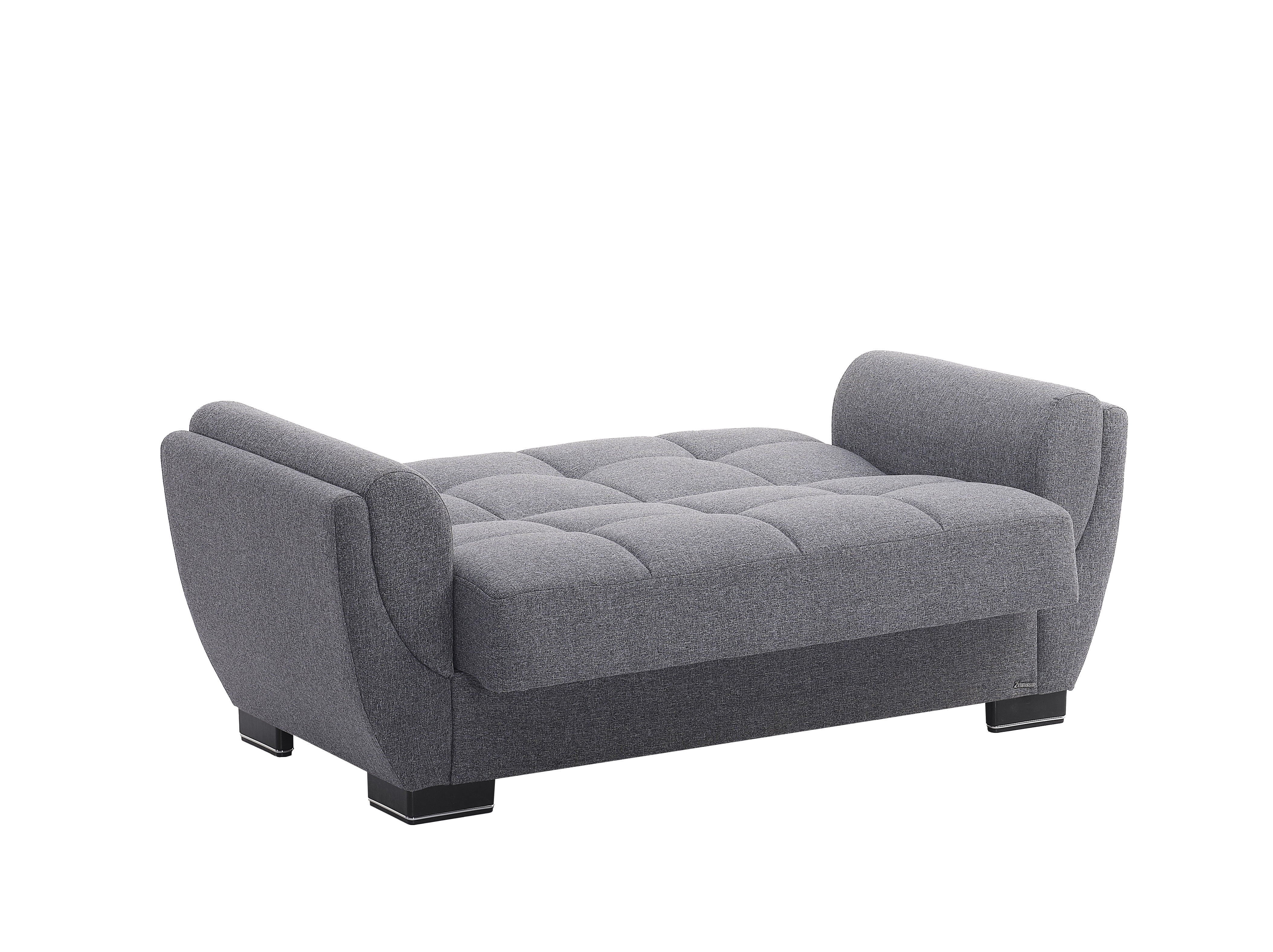 Ottomanson Convertible Sleeper Loveseat with Hidden Storage, Firm Seating, Gray