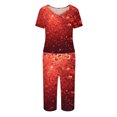 thumbnail image 6 of Kixjoy Valentines Capris Sets Women 2 Piece Outfits Short Sleeve Sweatsuit Casual Plus Size Tops and Capris Summer Valentines Loose Fit Outfits for Women with Pockets, Vermilion 3XL, 6 of 7