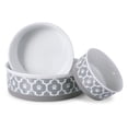 thumbnail image 3 of 7.5" Iron Gray and Cream White Lattice Large Pet Bowls, 3 of 3