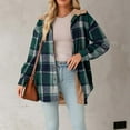 thumbnail image 3 of Womens Plaid Shacket Jacket Long Sleeve Button Down Fleece Hooded Jackets Lightweight Fall Winter Warm Coat Outerwear, 3 of 6