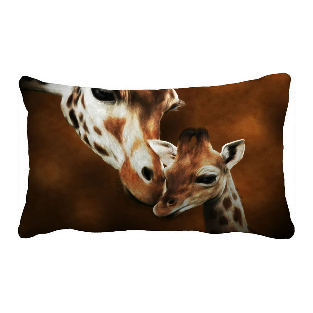 PHFZK Cute Animal Pillow Case, Giraffe Kissing Painting Pillowcase