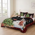 thumbnail image 2 of Quilts Full Size Bedding Set, Christmas Snowman Lightweight Quilted Comforter, Cardinal Bird Snowflake Red Plaid Black Soft Reversible Bedspread Coverlet with Pillow Covers for All Season, 78" x 90", 2 of 9