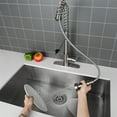 thumbnail image 4 of Logmey Kitchen Faucet with Pull Down Sprayer, Brushed Nickel Commercial Spring Kitchen Sink Faucet Single Handle Pull Out Sink Faucets with Deck Plate Suit to 1 or 3 Holes, 4 of 6