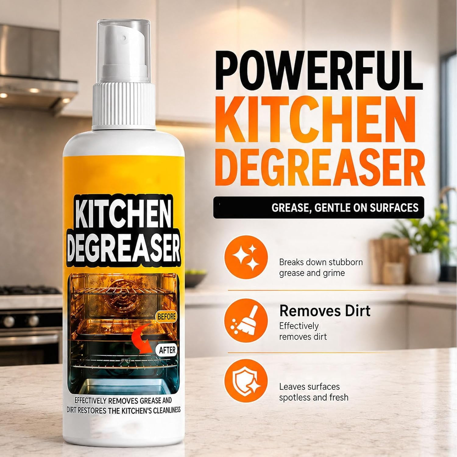 Greasekiller Bbq Spray, Greasekiller Spray Grill Cleaner, Grease Killer Heavy Duty Degreaser, Fast-Acting Grease Removal for Grills, Stovetops, and All Kitchen Surfaces
