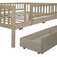 thumbnail image 5 of Bellemave Full Daybed with Storage and Fence, Wooden Full Size Platform Bed with Rails and 2 Drawers, Low Loft Bed Frame for Teens (Natural), 5 of 7