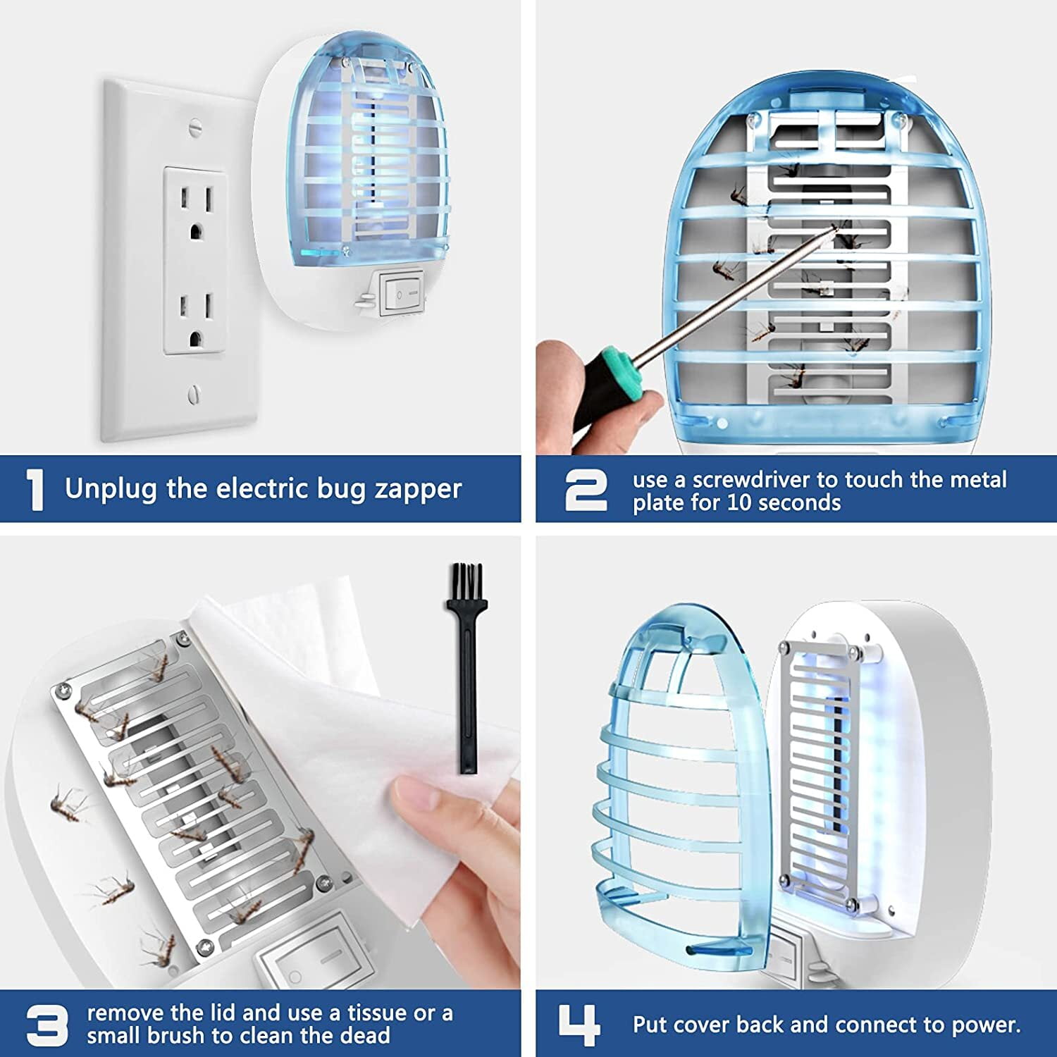 2 Pack Bug Zapper,Plug-in Electronic Mosquito Killer Night Light, Eliminates Gnats Fruit Flies Flying Pests,2023 New