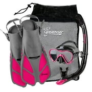 Seavenger Aviator Diving Kit/Snorkeling Set | Kids and Adults (Black Silicone/Pink, S/M)