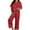 ZG Red, variant on Womens Christmas Pajamas Set Two Piece Outfits Satin Short Sleeve Button Down Shirts Casual Pants Comfortable Loungewear Sleepwear Nightwear Pink S