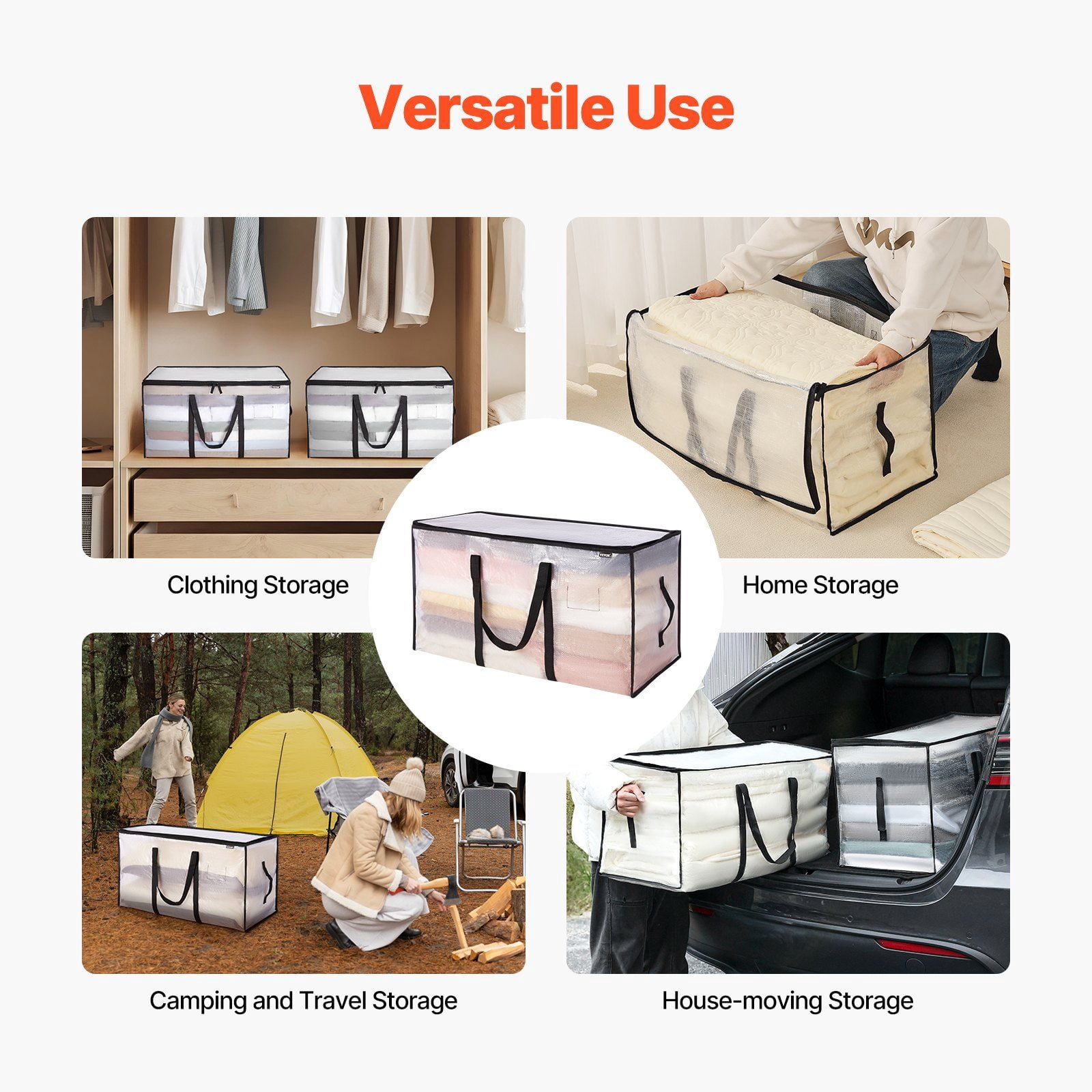 Space-Saver Vacuum Storage Bags, 6-Pack 90L Clear Plastic Compression Bags for Blankets, Comforters, Duvets & Winter Clothes | Zippered Foldable Moving Storage