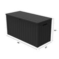 thumbnail image 3 of Decksplore 110 Gal Patio Storage Box, Lockable, UV-Resistant, HDPE Waterproof Deck Box, Patio Storage Bench for Backrests, Planter, Pool Toy (Black), 3 of 9
