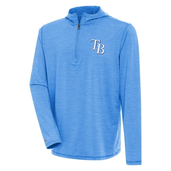 Men's Antigua  Heather Light Blue Tampa Bay Rays Tidy Quarter-Zip Hoodie