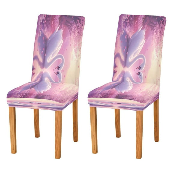BZSMCE Chairs Slipcovers Dining Chair Covers White Swans Pattern Creative Pattern
