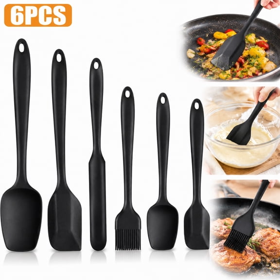 6-Piece Silicone Spatula Set , Non-Stick Cooking & Baking Utensils with Stainless Steel Core, Seamless One-Piece Design for Mixing, Folding, Scraping - Dishwasher Safe, BPA Free , Perfect for Kitchen