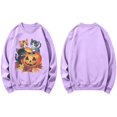 thumbnail image 5 of Peichun Halloween Pumpkin Cat Sweatshirts for Women Fall Winter Long Sleeve Crew Neck Loose Pullover Tops Vintage Spooky Season Graphic Loose Comfort Fit Hoodless Sweatshirt 1-Light Purple S, 5 of 5