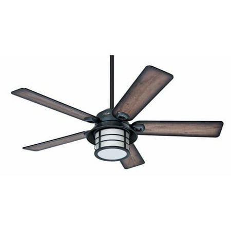 Hunter Fan Company 59135 Key Biscayne 54" Ceiling Fan with 5 Burnished Grey Pine/Gray Pine Reversible Blades and a Light Kit
