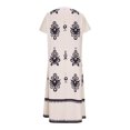 thumbnail image 4 of Ovzne Robes pour Femmes 2025 Robe de Plage Mode Robe d'Été Décontractée Col en V Manches Courtes Imprimé Bouton Robes de Plage Boho Robe en Dentelle Robes de Printemps Manches Courtes Imprimé, 4 of 6