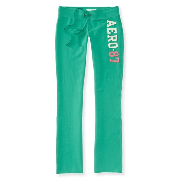 Aeropostale - Pantalones deportivos elásticos ajustados y acampanados para mujer, verde, pequeño Aeropostale Pantalones deportivos
