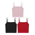 thumbnail image 6 of Miutii Girls Ribbed Camisole Cotton Cami 3 Pack Kids Basci Tank Undershirt Sleeveless Dance Crop Top Black&Red&Pink M, 6 of 8
