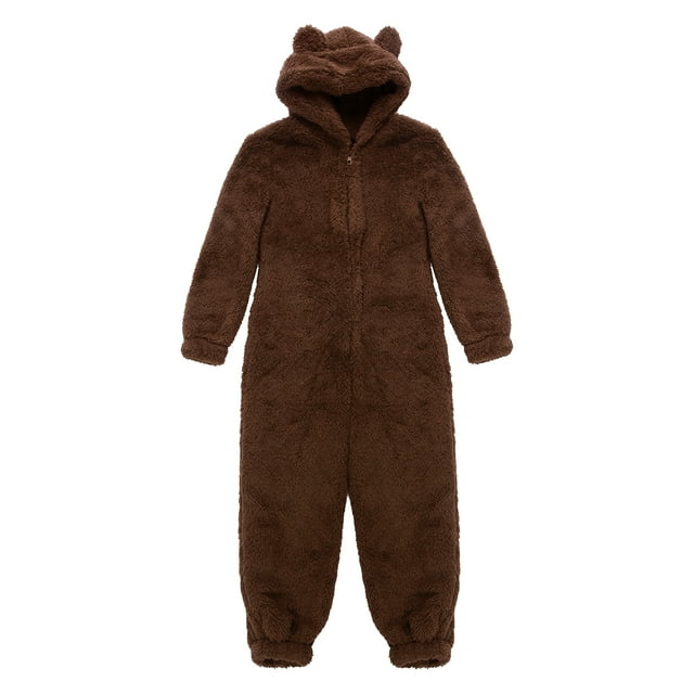 Ensemble Parent-Enfant Uni, Pyjama Familial à Manches Longues, Chandail à Capuchon à Col Rond avec Fermeture Éclair