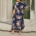 thumbnail image 5 of Moxiu Floral Maxi Dresses for Women 2025 Summer Casual Plus Size V Neck Flowy Long Dress Baggy Comfy Beach Vacation Sundress Navy,XXXXL, 5 of 6