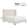 thumbnail image 6 of Merluxy King Bed Frame Upholstered Bed Wingback Headboard Velvet Tufted Deep Button/No Box Spring Needed/Easy Assembly/Cream, 6 of 7