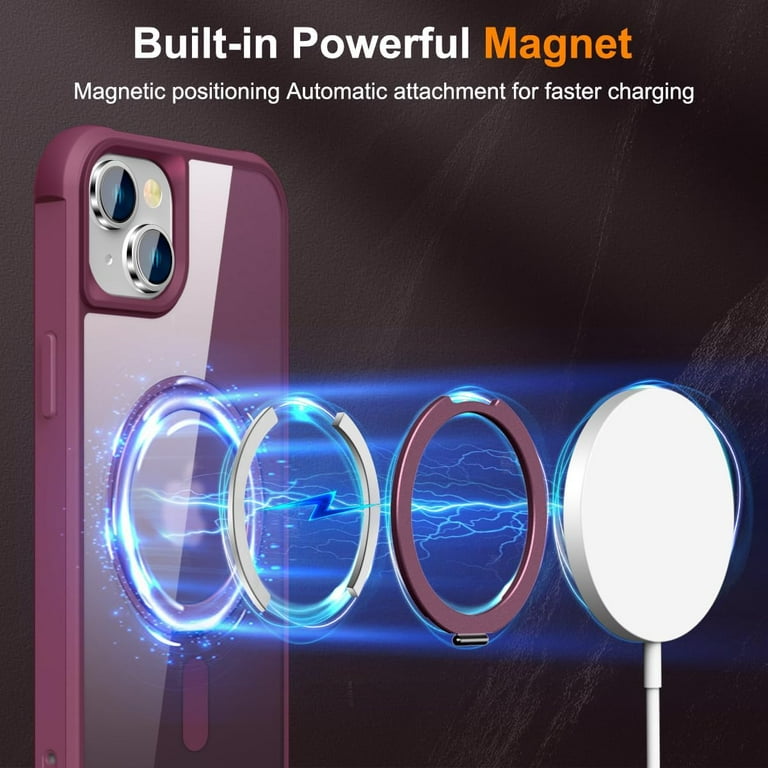 ring vibration iphone 360° Magnetic Swivel Ring for iPhone 14 plus case, Built-in Metal Stand and  Ring Holder, Magsafe Compatible, Military Grade Protection, Shock and  Vibration Resistant - Wine Red