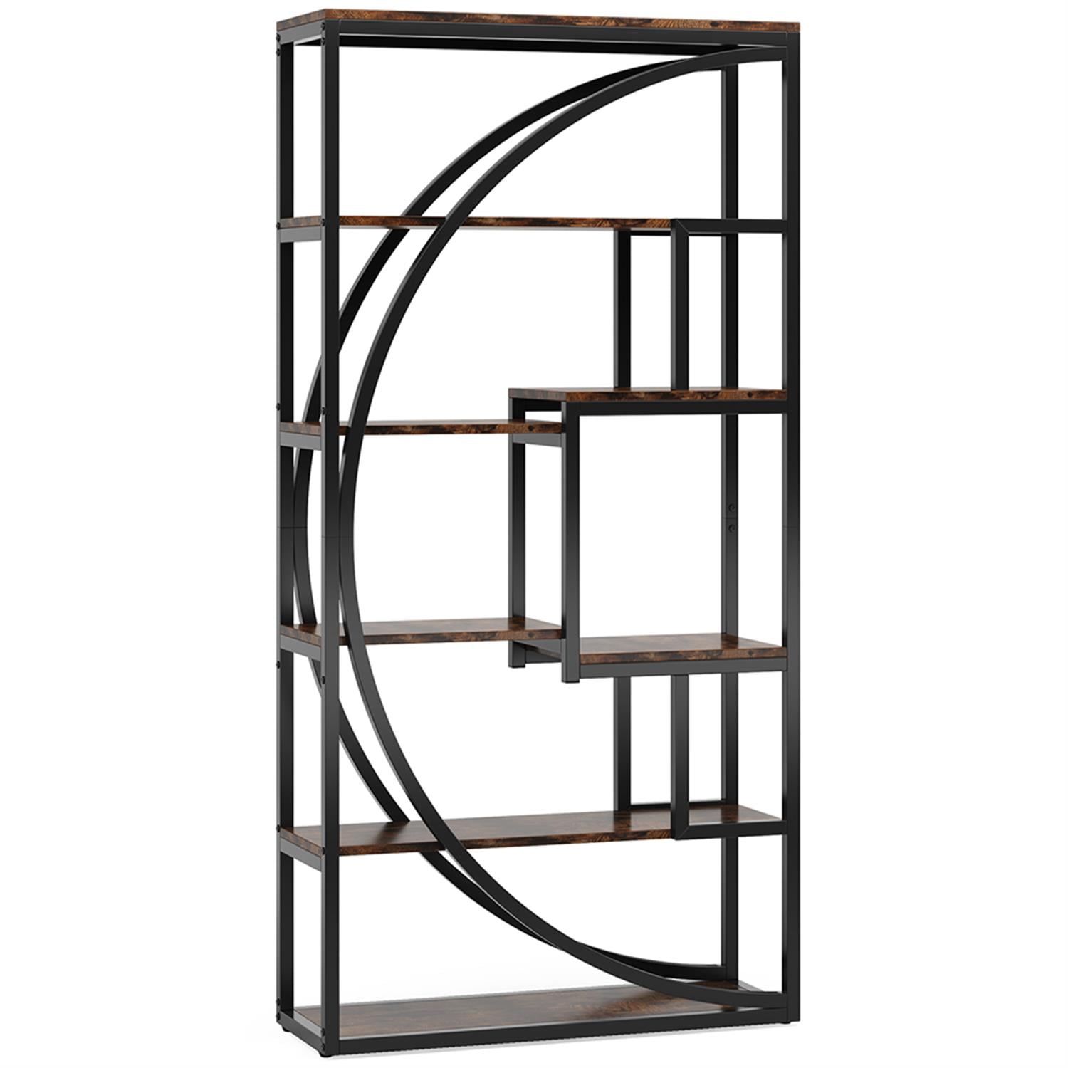 Demi Bonn 70" Industrial Bookshelf Bookcase with 8 Open Storage Shelf for Bedroom, Living Room, Brown