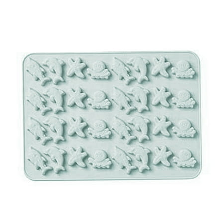 

Simple Cartoon Cute Silicone Mold DIY Ice Tray Chocolate Biscuit Baking Mold For Kitchen Baking Blue Marine Life