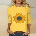 thumbnail image 2 of CYMMPU Women's Business Work Blouses Tunic Tops Floral Printed 3/4 Length Sleeve Basic Tees Vintage Summer Fall Crewneck Swing Shirts 2025 Clothes Yellow XXXXXL, 2 of 5