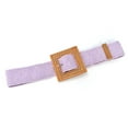 thumbnail image 3 of Labakihah belt Women Elastic Woven Casual Summer Belt Stretch Skinny Belt With Wooden Buckle Purple One Size, 3 of 3